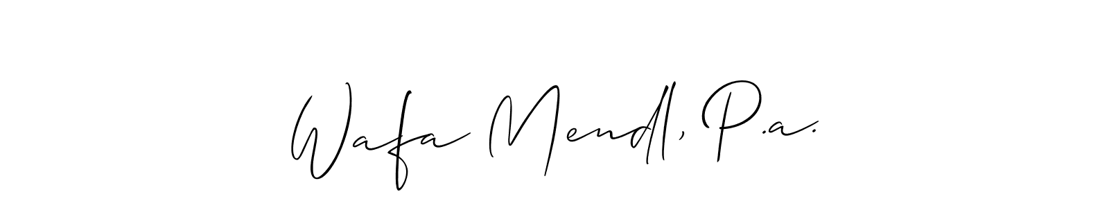 You can use this online signature creator to create a handwritten signature for the name Wafa Mendl, P.a.. This is the best online autograph maker. Wafa Mendl, P.a. signature style 2 images and pictures png