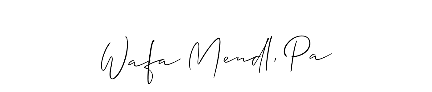 Wafa Mendl, Pa stylish signature style. Best Handwritten Sign (Allison_Script) for my name. Handwritten Signature Collection Ideas for my name Wafa Mendl, Pa. Wafa Mendl, Pa signature style 2 images and pictures png