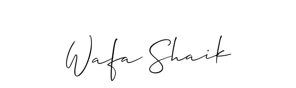 The best way (Allison_Script) to make a short signature is to pick only two or three words in your name. The name Wafa Shaik include a total of six letters. For converting this name. Wafa Shaik signature style 2 images and pictures png