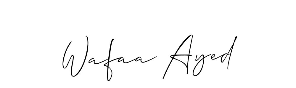 if you are searching for the best signature style for your name Wafaa Ayed. so please give up your signature search. here we have designed multiple signature styles  using Allison_Script. Wafaa Ayed signature style 2 images and pictures png