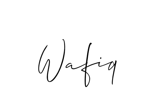 The best way (Allison_Script) to make a short signature is to pick only two or three words in your name. The name Wafiq include a total of six letters. For converting this name. Wafiq signature style 2 images and pictures png