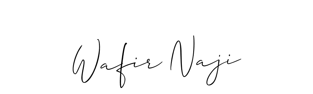 The best way (Allison_Script) to make a short signature is to pick only two or three words in your name. The name Wafir Naji include a total of six letters. For converting this name. Wafir Naji signature style 2 images and pictures png