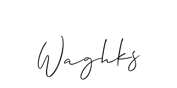 The best way (Allison_Script) to make a short signature is to pick only two or three words in your name. The name Waghks include a total of six letters. For converting this name. Waghks signature style 2 images and pictures png