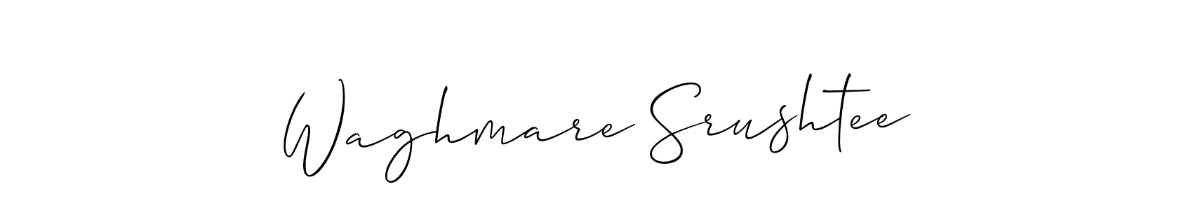 The best way (Allison_Script) to make a short signature is to pick only two or three words in your name. The name Waghmare Srushtee include a total of six letters. For converting this name. Waghmare Srushtee signature style 2 images and pictures png