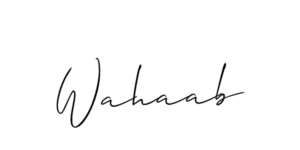 Use a signature maker to create a handwritten signature online. With this signature software, you can design (Allison_Script) your own signature for name Wahaab. Wahaab signature style 2 images and pictures png
