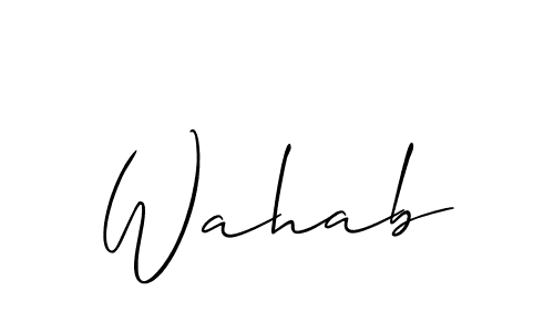 Make a beautiful signature design for name Wahab. With this signature (Allison_Script) style, you can create a handwritten signature for free. Wahab signature style 2 images and pictures png