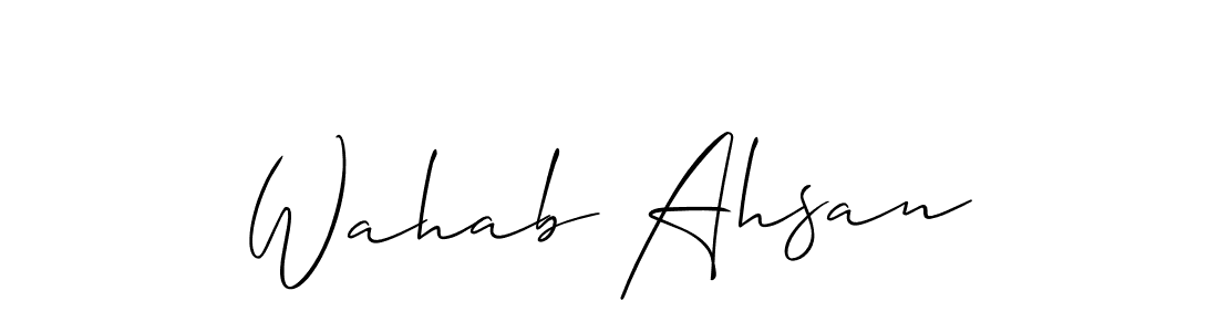 The best way (Allison_Script) to make a short signature is to pick only two or three words in your name. The name Wahab Ahsan include a total of six letters. For converting this name. Wahab Ahsan signature style 2 images and pictures png