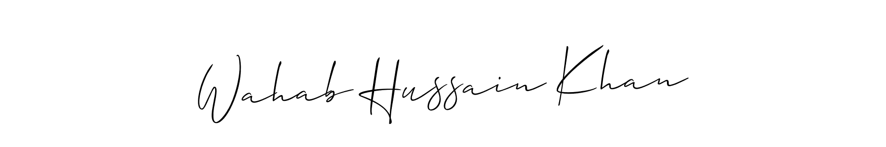 How to make Wahab Hussain Khan name signature. Use Allison_Script style for creating short signs online. This is the latest handwritten sign. Wahab Hussain Khan signature style 2 images and pictures png