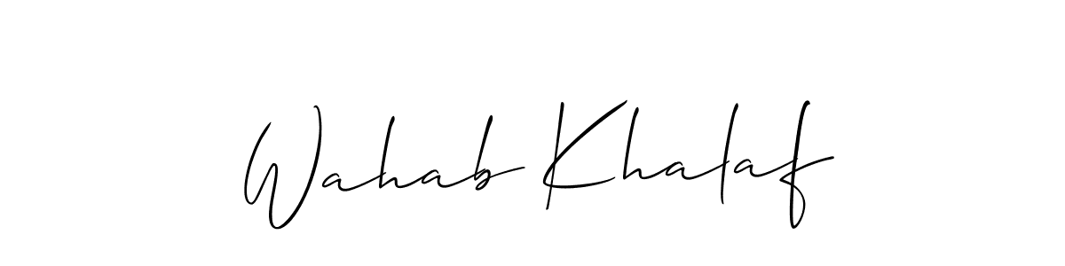 Make a beautiful signature design for name Wahab Khalaf. With this signature (Allison_Script) style, you can create a handwritten signature for free. Wahab Khalaf signature style 2 images and pictures png