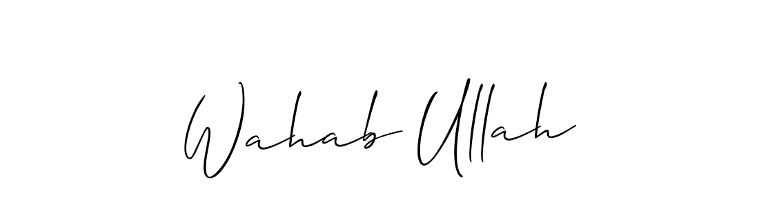 How to make Wahab Ullah name signature. Use Allison_Script style for creating short signs online. This is the latest handwritten sign. Wahab Ullah signature style 2 images and pictures png