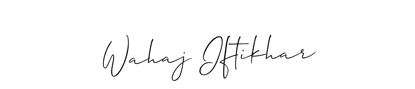 Allison_Script is a professional signature style that is perfect for those who want to add a touch of class to their signature. It is also a great choice for those who want to make their signature more unique. Get Wahaj Iftikhar name to fancy signature for free. Wahaj Iftikhar signature style 2 images and pictures png