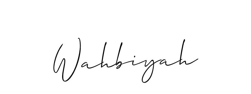 How to make Wahbiyah signature? Allison_Script is a professional autograph style. Create handwritten signature for Wahbiyah name. Wahbiyah signature style 2 images and pictures png