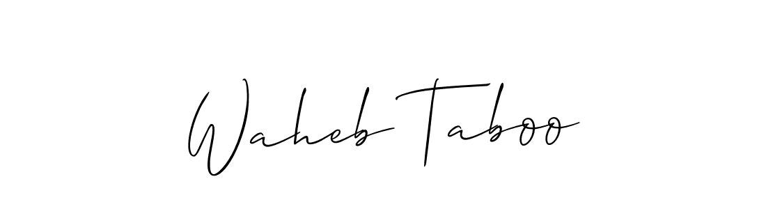 Create a beautiful signature design for name Waheb Taboo. With this signature (Allison_Script) fonts, you can make a handwritten signature for free. Waheb Taboo signature style 2 images and pictures png