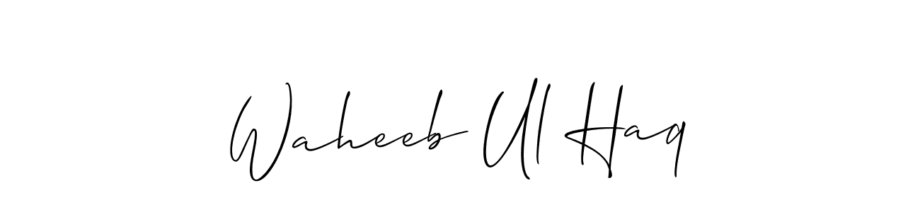 How to make Waheeb Ul Haq name signature. Use Allison_Script style for creating short signs online. This is the latest handwritten sign. Waheeb Ul Haq signature style 2 images and pictures png