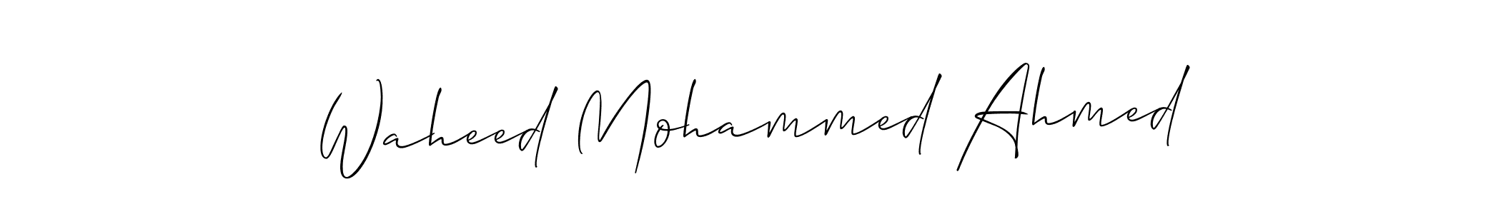 The best way (Allison_Script) to make a short signature is to pick only two or three words in your name. The name Waheed Mohammed Ahmed include a total of six letters. For converting this name. Waheed Mohammed Ahmed signature style 2 images and pictures png