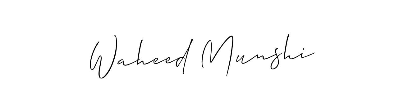 if you are searching for the best signature style for your name Waheed Munshi. so please give up your signature search. here we have designed multiple signature styles  using Allison_Script. Waheed Munshi signature style 2 images and pictures png