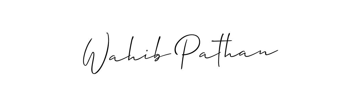 How to make Wahib Pathan name signature. Use Allison_Script style for creating short signs online. This is the latest handwritten sign. Wahib Pathan signature style 2 images and pictures png