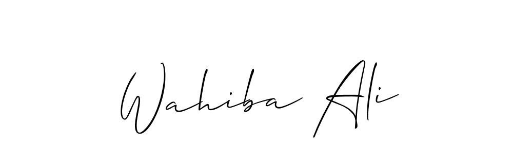 The best way (Allison_Script) to make a short signature is to pick only two or three words in your name. The name Wahiba Ali include a total of six letters. For converting this name. Wahiba Ali signature style 2 images and pictures png