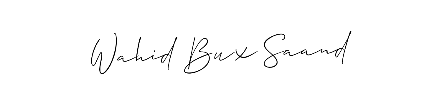 The best way (Allison_Script) to make a short signature is to pick only two or three words in your name. The name Wahid Bux Saand include a total of six letters. For converting this name. Wahid Bux Saand signature style 2 images and pictures png