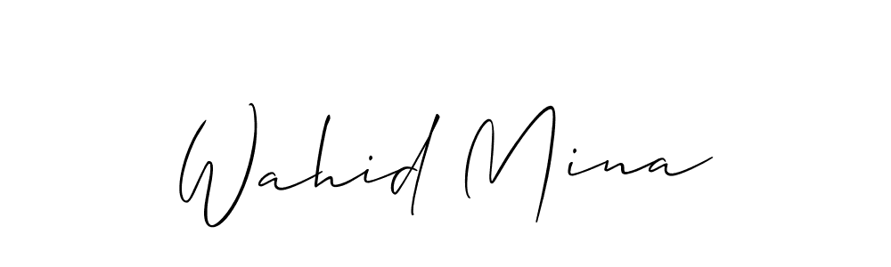 Create a beautiful signature design for name Wahid Mina. With this signature (Allison_Script) fonts, you can make a handwritten signature for free. Wahid Mina signature style 2 images and pictures png