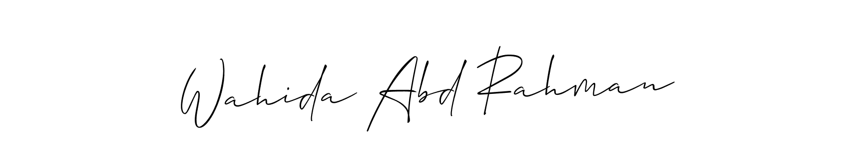 How to make Wahida Abd Rahman signature? Allison_Script is a professional autograph style. Create handwritten signature for Wahida Abd Rahman name. Wahida Abd Rahman signature style 2 images and pictures png