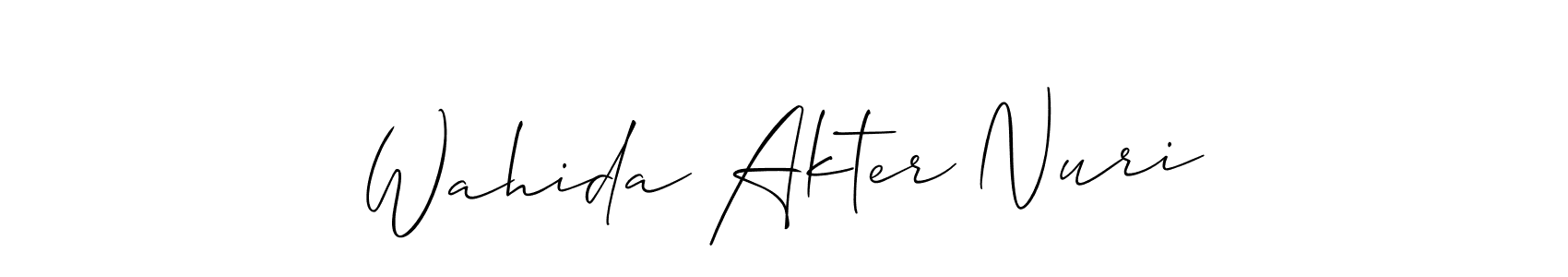Create a beautiful signature design for name Wahida Akter Nuri. With this signature (Allison_Script) fonts, you can make a handwritten signature for free. Wahida Akter Nuri signature style 2 images and pictures png