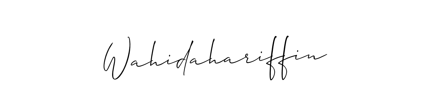 How to make Wahidahariffin name signature. Use Allison_Script style for creating short signs online. This is the latest handwritten sign. Wahidahariffin signature style 2 images and pictures png