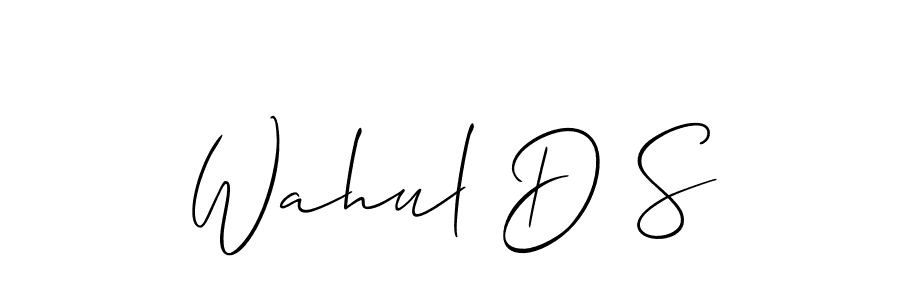 How to make Wahul D S name signature. Use Allison_Script style for creating short signs online. This is the latest handwritten sign. Wahul D S signature style 2 images and pictures png