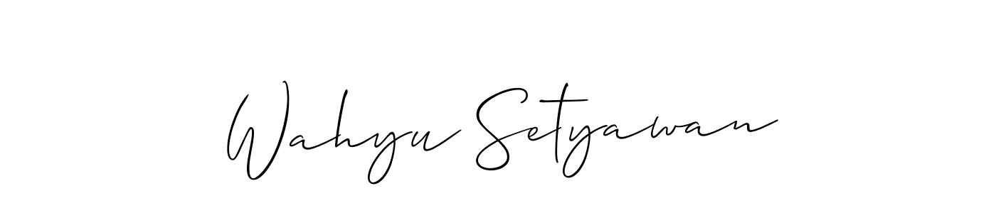 The best way (Allison_Script) to make a short signature is to pick only two or three words in your name. The name Wahyu Setyawan include a total of six letters. For converting this name. Wahyu Setyawan signature style 2 images and pictures png