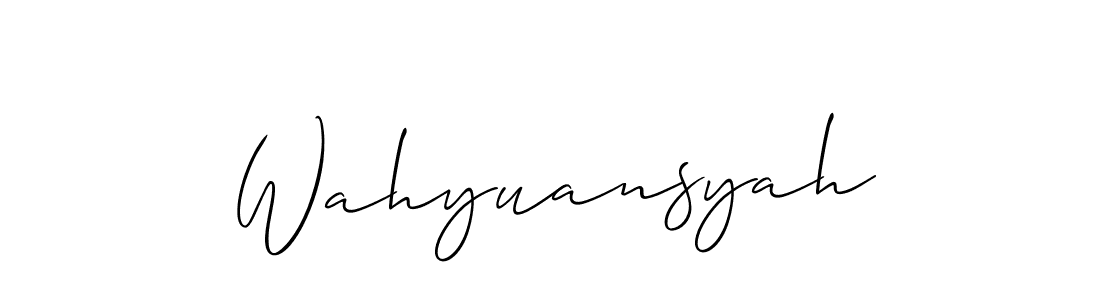 The best way (Allison_Script) to make a short signature is to pick only two or three words in your name. The name Wahyuansyah include a total of six letters. For converting this name. Wahyuansyah signature style 2 images and pictures png