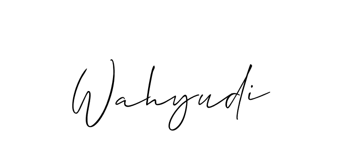 Create a beautiful signature design for name Wahyudi. With this signature (Allison_Script) fonts, you can make a handwritten signature for free. Wahyudi signature style 2 images and pictures png