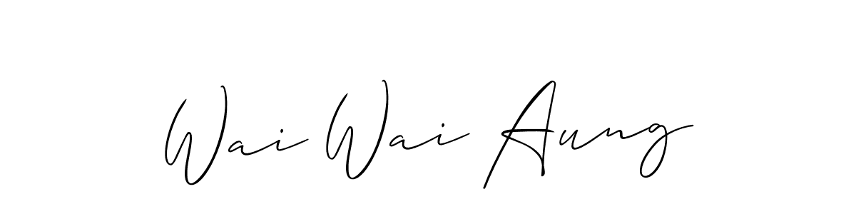 Also You can easily find your signature by using the search form. We will create Wai Wai Aung name handwritten signature images for you free of cost using Allison_Script sign style. Wai Wai Aung signature style 2 images and pictures png