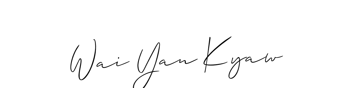 Use a signature maker to create a handwritten signature online. With this signature software, you can design (Allison_Script) your own signature for name Wai Yan Kyaw. Wai Yan Kyaw signature style 2 images and pictures png
