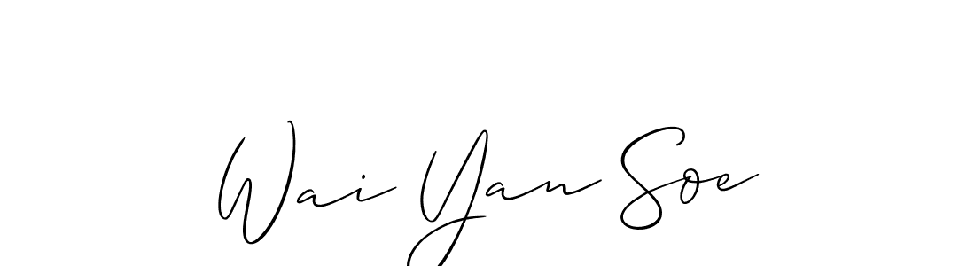 Also You can easily find your signature by using the search form. We will create Wai Yan Soe name handwritten signature images for you free of cost using Allison_Script sign style. Wai Yan Soe signature style 2 images and pictures png