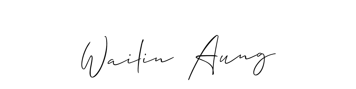 Similarly Allison_Script is the best handwritten signature design. Signature creator online .You can use it as an online autograph creator for name Wailin  Aung. Wailin  Aung signature style 2 images and pictures png