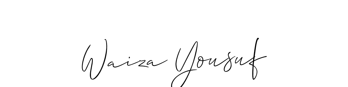 Also You can easily find your signature by using the search form. We will create Waiza Yousuf name handwritten signature images for you free of cost using Allison_Script sign style. Waiza Yousuf signature style 2 images and pictures png