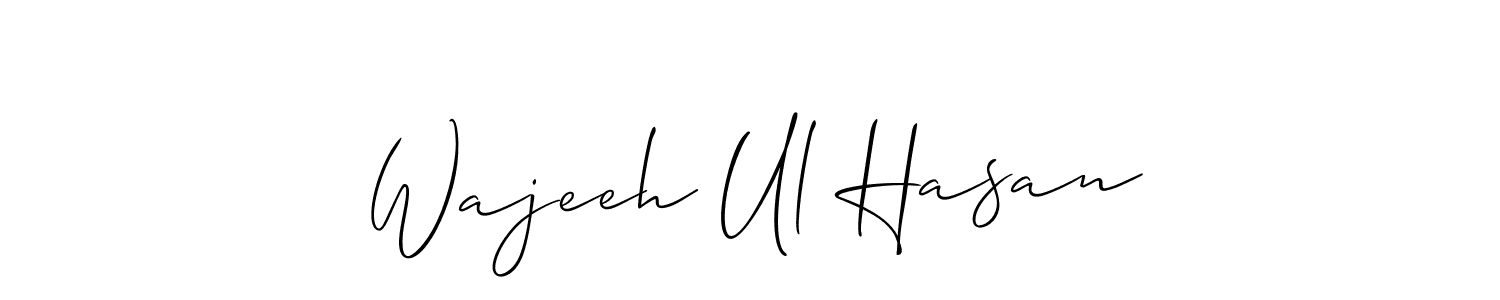 You should practise on your own different ways (Allison_Script) to write your name (Wajeeh Ul Hasan) in signature. don't let someone else do it for you. Wajeeh Ul Hasan signature style 2 images and pictures png