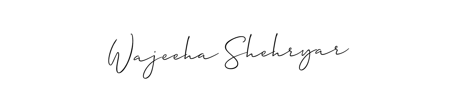 It looks lik you need a new signature style for name Wajeeha Shehryar. Design unique handwritten (Allison_Script) signature with our free signature maker in just a few clicks. Wajeeha Shehryar signature style 2 images and pictures png