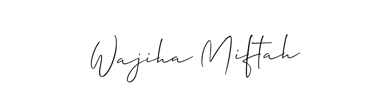 Wajiha Miftah stylish signature style. Best Handwritten Sign (Allison_Script) for my name. Handwritten Signature Collection Ideas for my name Wajiha Miftah. Wajiha Miftah signature style 2 images and pictures png