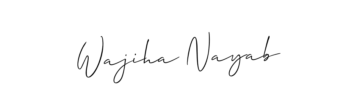 Use a signature maker to create a handwritten signature online. With this signature software, you can design (Allison_Script) your own signature for name Wajiha Nayab. Wajiha Nayab signature style 2 images and pictures png