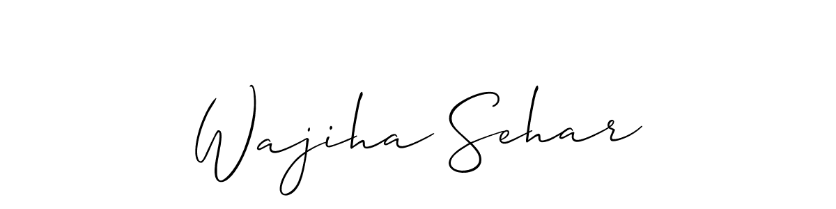 if you are searching for the best signature style for your name Wajiha Sehar. so please give up your signature search. here we have designed multiple signature styles  using Allison_Script. Wajiha Sehar signature style 2 images and pictures png