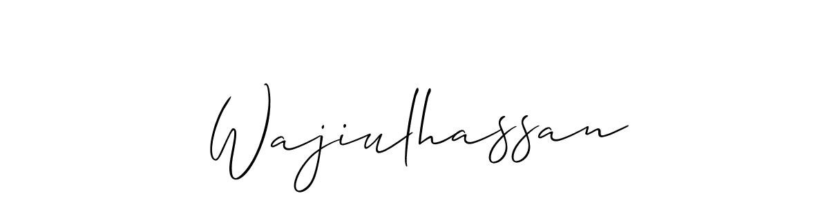 How to make Wajiulhassan signature? Allison_Script is a professional autograph style. Create handwritten signature for Wajiulhassan name. Wajiulhassan signature style 2 images and pictures png