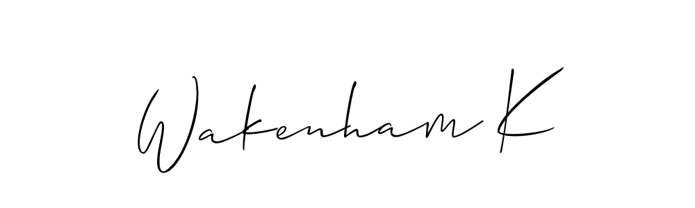 How to make Wakenham K name signature. Use Allison_Script style for creating short signs online. This is the latest handwritten sign. Wakenham K signature style 2 images and pictures png