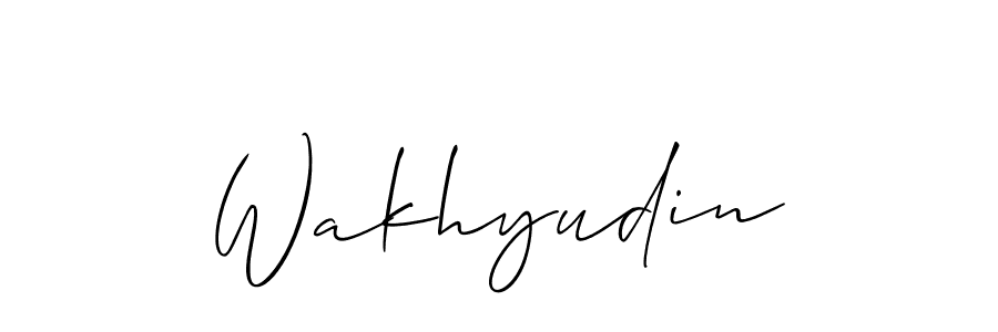 The best way (Allison_Script) to make a short signature is to pick only two or three words in your name. The name Wakhyudin include a total of six letters. For converting this name. Wakhyudin signature style 2 images and pictures png