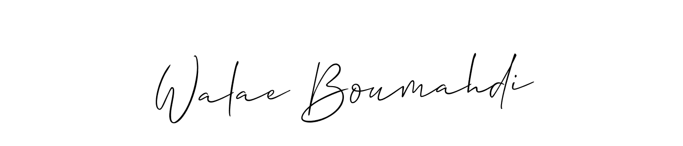 The best way (Allison_Script) to make a short signature is to pick only two or three words in your name. The name Walae Boumahdi include a total of six letters. For converting this name. Walae Boumahdi signature style 2 images and pictures png