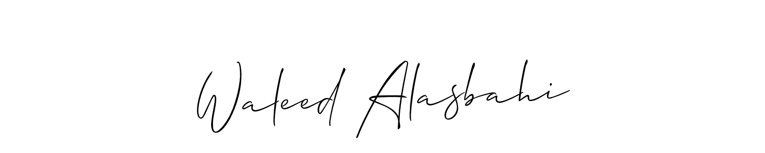 The best way (Allison_Script) to make a short signature is to pick only two or three words in your name. The name Waleed Alasbahi include a total of six letters. For converting this name. Waleed Alasbahi signature style 2 images and pictures png