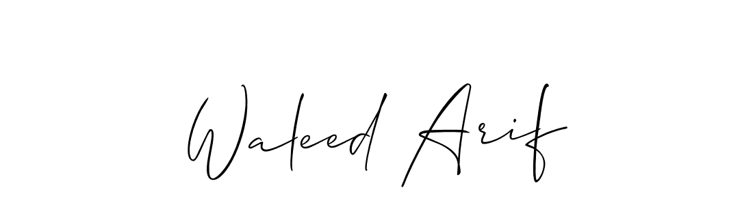 The best way (Allison_Script) to make a short signature is to pick only two or three words in your name. The name Waleed Arif include a total of six letters. For converting this name. Waleed Arif signature style 2 images and pictures png