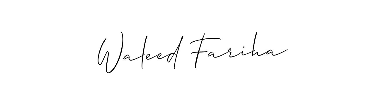 Also You can easily find your signature by using the search form. We will create Waleed Fariha name handwritten signature images for you free of cost using Allison_Script sign style. Waleed Fariha signature style 2 images and pictures png