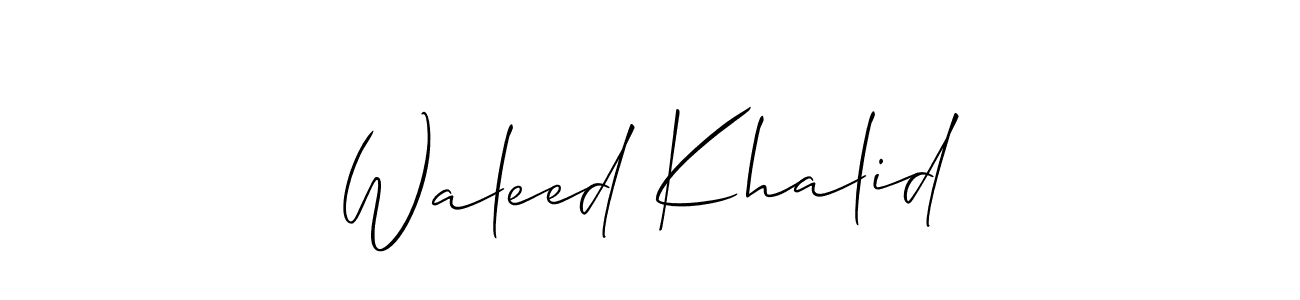 The best way (Allison_Script) to make a short signature is to pick only two or three words in your name. The name Waleed Khalid include a total of six letters. For converting this name. Waleed Khalid signature style 2 images and pictures png