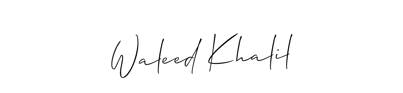 Use a signature maker to create a handwritten signature online. With this signature software, you can design (Allison_Script) your own signature for name Waleed Khalil. Waleed Khalil signature style 2 images and pictures png